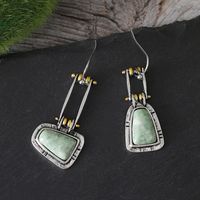 1 Pair Retro Ethnic Style Square Inlay Zinc Alloy Natural Stone Drop Earrings main image 3