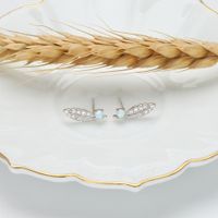 1 Pair Simple Style Classic Style Feather Inlay Sterling Silver Rhinestones Ear Studs main image 7