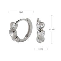 1 Pair Sweet Heart Shape Inlay Sterling Silver Zircon Earrings sku image 1