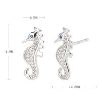 1 Pair Simple Style Hippocampus Inlay Sterling Silver Rhinestones Ear Studs sku image 1