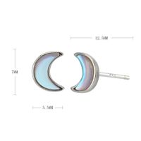 1 Pair Simple Style Classic Style Moon Inlay Sterling Silver Opal Ear Studs sku image 1