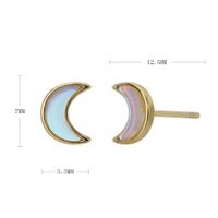 1 Pair Simple Style Classic Style Moon Inlay Sterling Silver Opal Ear Studs sku image 2