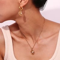 Vintage Style Classic Style Devil's Eye Stainless Steel Plating Inlay Rhinestones 18k Gold Plated Earrings Necklace main image 5