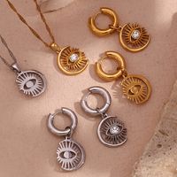 Vintage Style Classic Style Devil's Eye Stainless Steel Plating Inlay Rhinestones 18k Gold Plated Earrings Necklace main image 3