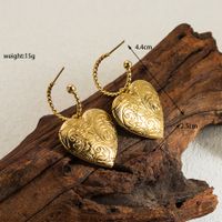 1 Pair Elegant Luxurious Irregular Heart Shape Solid Color Plating Chain Inlay Stainless Steel Artificial Pearls 18k Gold Plated Drop Earrings sku image 1