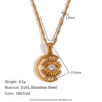 Vintage Style Classic Style Devil's Eye Stainless Steel Plating Inlay Rhinestones 18k Gold Plated Earrings Necklace sku image 2
