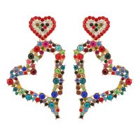 1 Pair Luxurious Heart Shape Inlay Zinc Alloy Rhinestones Dangling Earrings main image 9