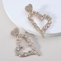 1 Pair Luxurious Heart Shape Inlay Zinc Alloy Rhinestones Dangling Earrings main image 7