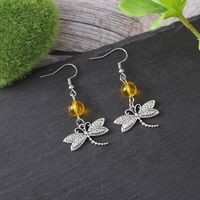 1 Pair Retro Ethnic Style Dragonfly Patchwork Zinc Alloy Drop Earrings Earrings main image 3