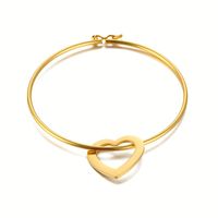 Simple Style Commute Heart Shape Stainless Steel Plating 18k Gold Plated Bangle sku image 5