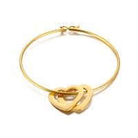 Simple Style Commute Heart Shape Stainless Steel Plating 18k Gold Plated Bangle sku image 7