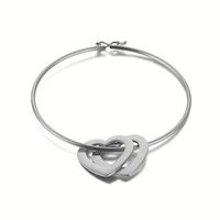 Simple Style Commute Heart Shape Stainless Steel Plating 18k Gold Plated Bangle sku image 2