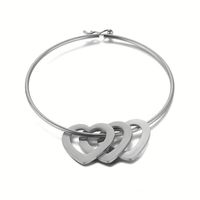 Simple Style Commute Heart Shape Stainless Steel Plating 18k Gold Plated Bangle sku image 3