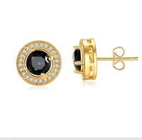 1 Pair Simple Style Commute Round Plating Inlay Copper Zircon Gold Plated Ear Studs sku image 5
