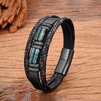 Classic Style Commute Color Block 316 Stainless Steel  Natural Stone Knitting Men's Bracelets main image 4