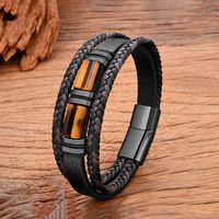 Classic Style Commute Color Block 316 Stainless Steel  Natural Stone Knitting Men's Bracelets main image 2