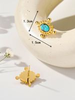 1 Pair Hip-Hop Retro Color Block Plating Inlay 304 Stainless Steel Malachite 18K Gold Plated Ear Studs main image 3