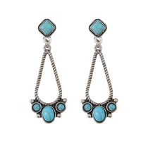 1 Pair Retro Ethnic Style Round Inlay Zinc Alloy Turquoise Drop Earrings main image 4