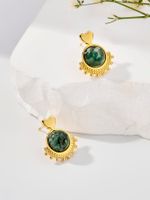1 Pair Hip-Hop Retro Color Block Plating Inlay 304 Stainless Steel Malachite 18K Gold Plated Ear Studs main image 5