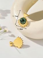 1 Pair Hip-Hop Retro Color Block Plating Inlay 304 Stainless Steel Malachite 18K Gold Plated Ear Studs main image 6