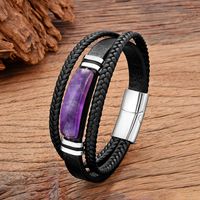 Luxurious Artistic Color Block 316 Stainless Steel  Natural Stone Handmade Unisex Bracelets main image 2