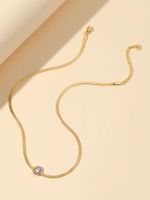 304 Stainless Steel 18K Gold Plated Simple Style Commute Plating Inlay Solid Color Artificial Diamond Necklace main image 3