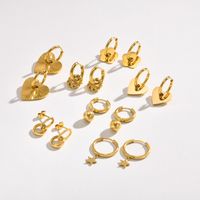 1 Pair Simple Style Classic Style Solid Color Plating 201 Stainless Steel Gold Plated Ear Studs main image 1