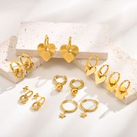 1 Pair Simple Style Classic Style Solid Color Plating 201 Stainless Steel Gold Plated Ear Studs main image 4