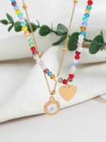 Simple Style Classic Style Heart Shape Artificial Crystal Copper Plating Inlay Zircon 18k Gold Plated Double Layer Necklaces main image 3