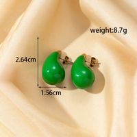 1 Pair French Style Simple Style Classic Style Water Droplets Plating Stainless Steel 18k Gold Plated Ear Studs main image 7