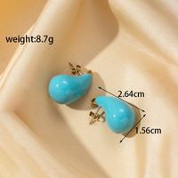 1 Pair French Style Simple Style Classic Style Water Droplets Plating Stainless Steel 18k Gold Plated Ear Studs main image 2
