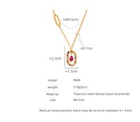 Wholesale Casual Elegant Circle Oval Agate Titanium Steel Plating Inlay 18k Gold Plated Artificial Diamond Pendant Necklace main image 6