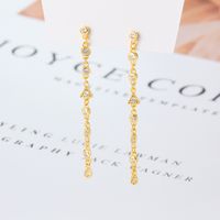1 Pair Vintage Style Lady Geometric Solid Color Plating Chain Inlay Sterling Silver Zircon 18k Gold Plated Rhodium Plated Ear Line sku image 1
