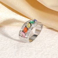 Artificial Zircon Copper Gold Plated Silver Plated Simple Style Inlay Color Block Zircon Rings main image 3