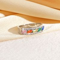 Artificial Zircon Copper Gold Plated Silver Plated Simple Style Inlay Color Block Zircon Rings main image 4