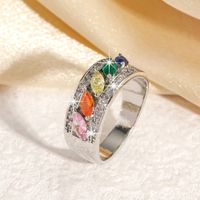 Artificial Zircon Copper Gold Plated Silver Plated Simple Style Inlay Color Block Zircon Rings main image 1