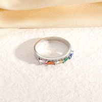 Artificial Zircon Copper Gold Plated Silver Plated Simple Style Inlay Color Block Zircon Rings main image 5