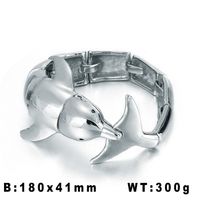 Hip-Hop Geometric Dolphin Titanium Steel 18K Gold Plated Men's Bangle sku image 3