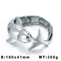 Hip Hop Geométrico Delfín Acero Titanio Chapados en oro de 18k Hombres Brazalete sku image 3