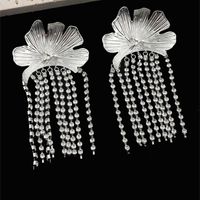 1 Paire Élégant Exagéré Fleur Placage Incruster Alliage Strass Plaqué Or Plaqué Argent Boucles D'oreilles sku image 1