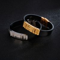 Simple Style Commute Color Block Pu Leather Titanium Steel Irregular Plating 18K Gold Plated Men's Bangle main image 6