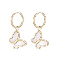 Titanium Steel 18K Gold Plated Simple Style Inlay Butterfly Opal Earrings Necklace main image 5