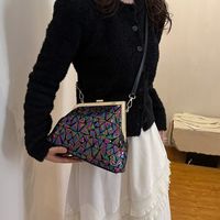 Women's Pu Leather Color Block Classic Style Streetwear Sequins Square Lock Clasp Shoulder Bag Square Bag main image 6