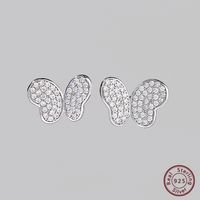 1 Pair Cute Sweet Triangle Heart Shape Plating Inlay Sterling Silver Zircon White Gold Plated Rhodium Plated Ear Studs main image 8
