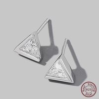 1 Pair Cute Sweet Triangle Heart Shape Plating Inlay Sterling Silver Zircon White Gold Plated Rhodium Plated Ear Studs main image 3