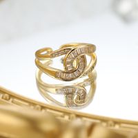 Simple Style Geometric Copper Plating Inlay Zircon Open Rings sku image 12