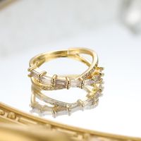 Simple Style Geometric Copper Plating Inlay Zircon Open Rings sku image 9