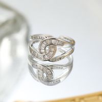 Simple Style Geometric Copper Plating Inlay Zircon Open Rings sku image 13