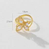 Simple Style Butterfly Copper Inlay Pearl Zircon Rings main image 2