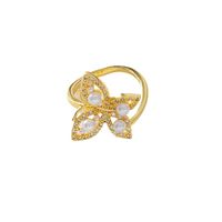 Simple Style Butterfly Copper Inlay Pearl Zircon Rings main image 6
